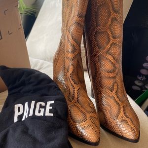 Snake embossed Goat leather boots. Size 8.5 like new! Beautiful boots w/heel